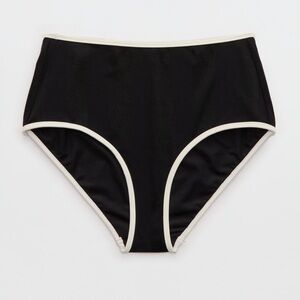 Aerie Black High-Waisted Shine Bikini Bottom Medium